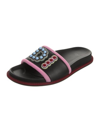 Fendi Leather Printed Slides