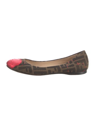 Fendi Zucca FF Logo Canvas Ballet Flats