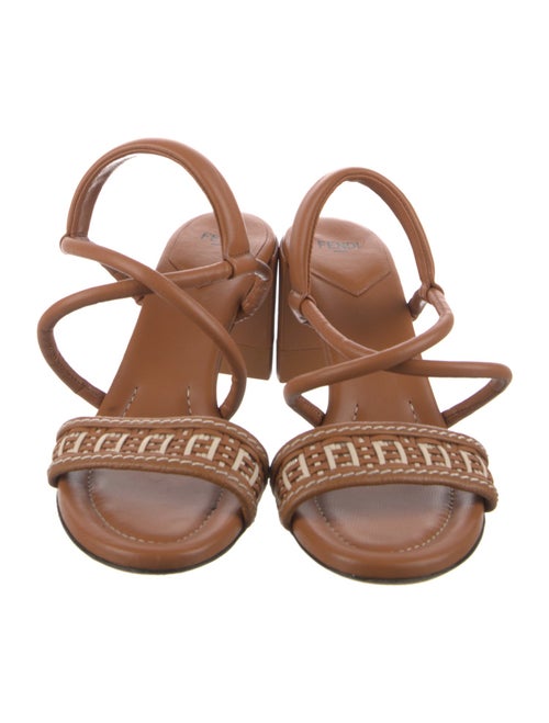Fendi Zucca FF Logo Leather Slingback Sandals