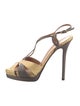Fendi Leather Colorblock Pattern Slingback Sandals