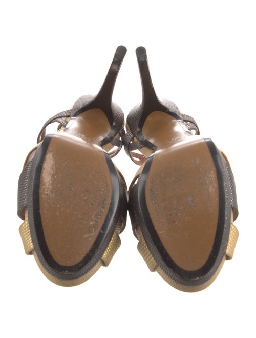 Fendi Leather Colorblock Pattern Slingback Sandals