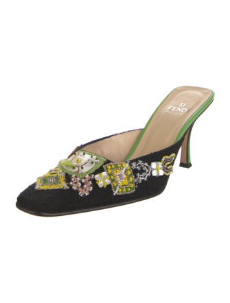 Fendi Canvas Floral Print Mules