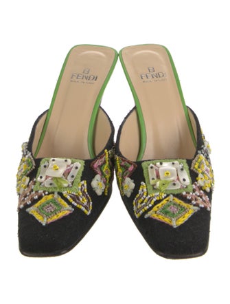 Fendi Canvas Floral Print Mules