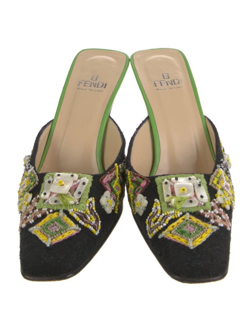 Fendi Canvas Floral Print Mules