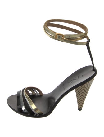 Fendi Leather Colorblock Pattern Sandals