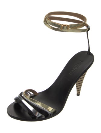 Fendi Leather Colorblock Pattern Sandals