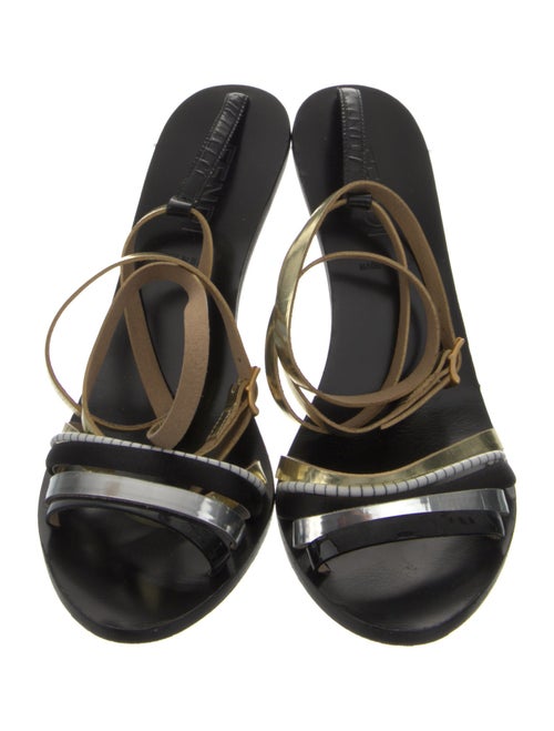 Fendi Leather Colorblock Pattern Sandals
