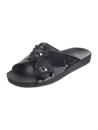 Fendi Patent Leather Studded Accents Slides