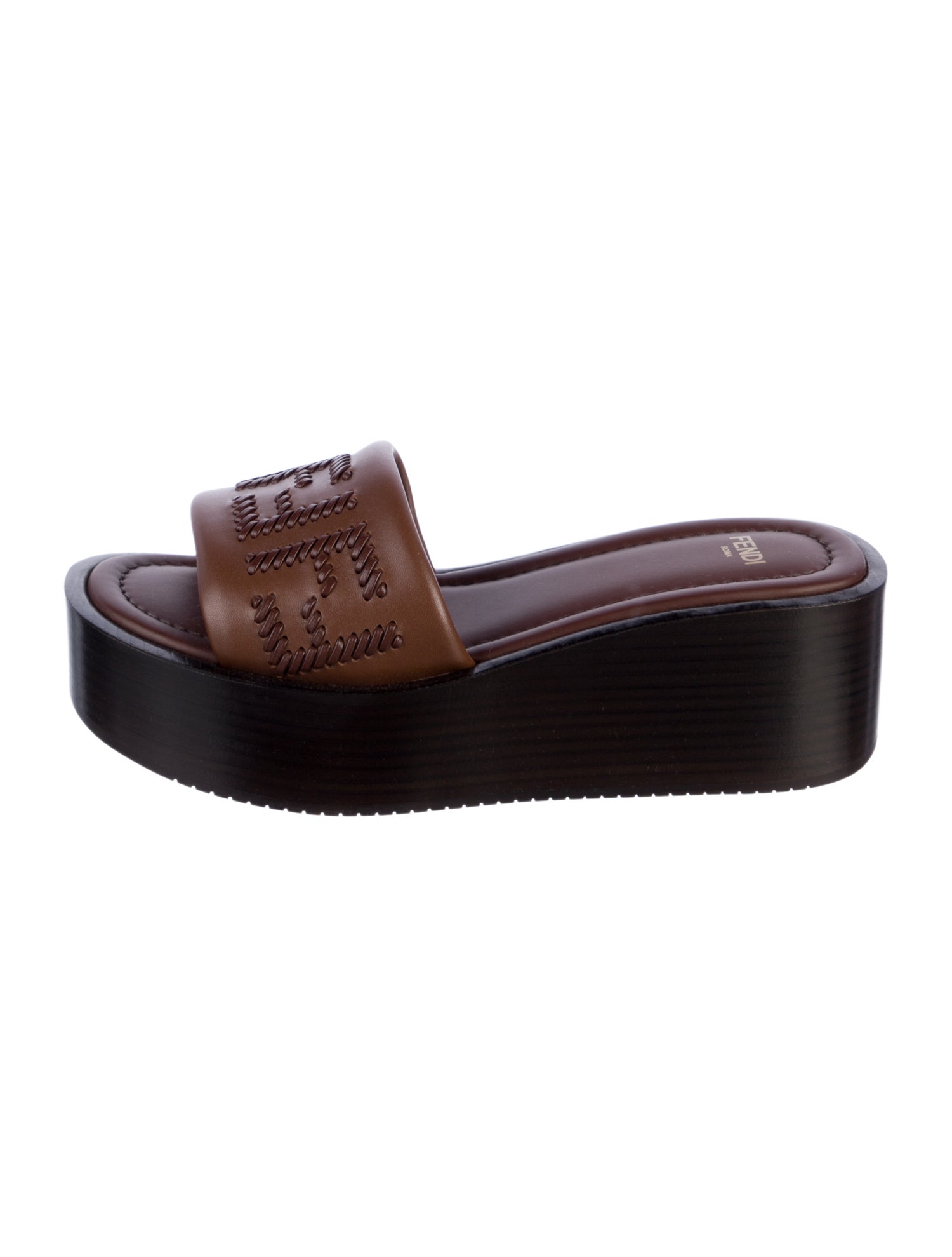 Fendi Leather Whipstitch Trim Slides