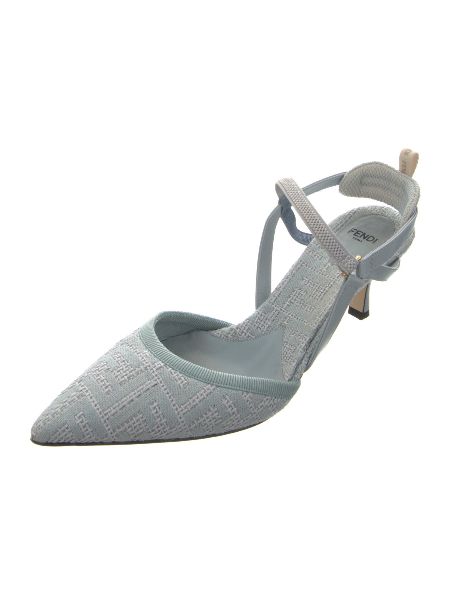 Fendi Zucca FF Logo Canvas Slingback Pumps