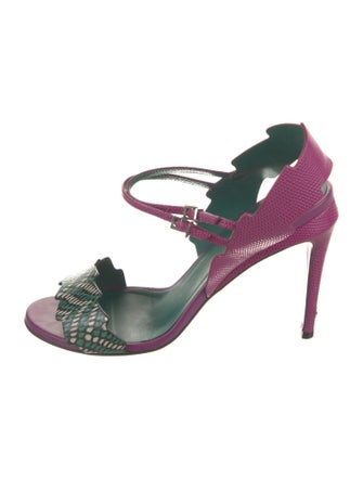 Fendi Embossed Leather Slingback Sandals