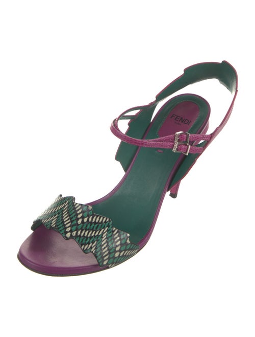 Fendi Embossed Leather Slingback Sandals