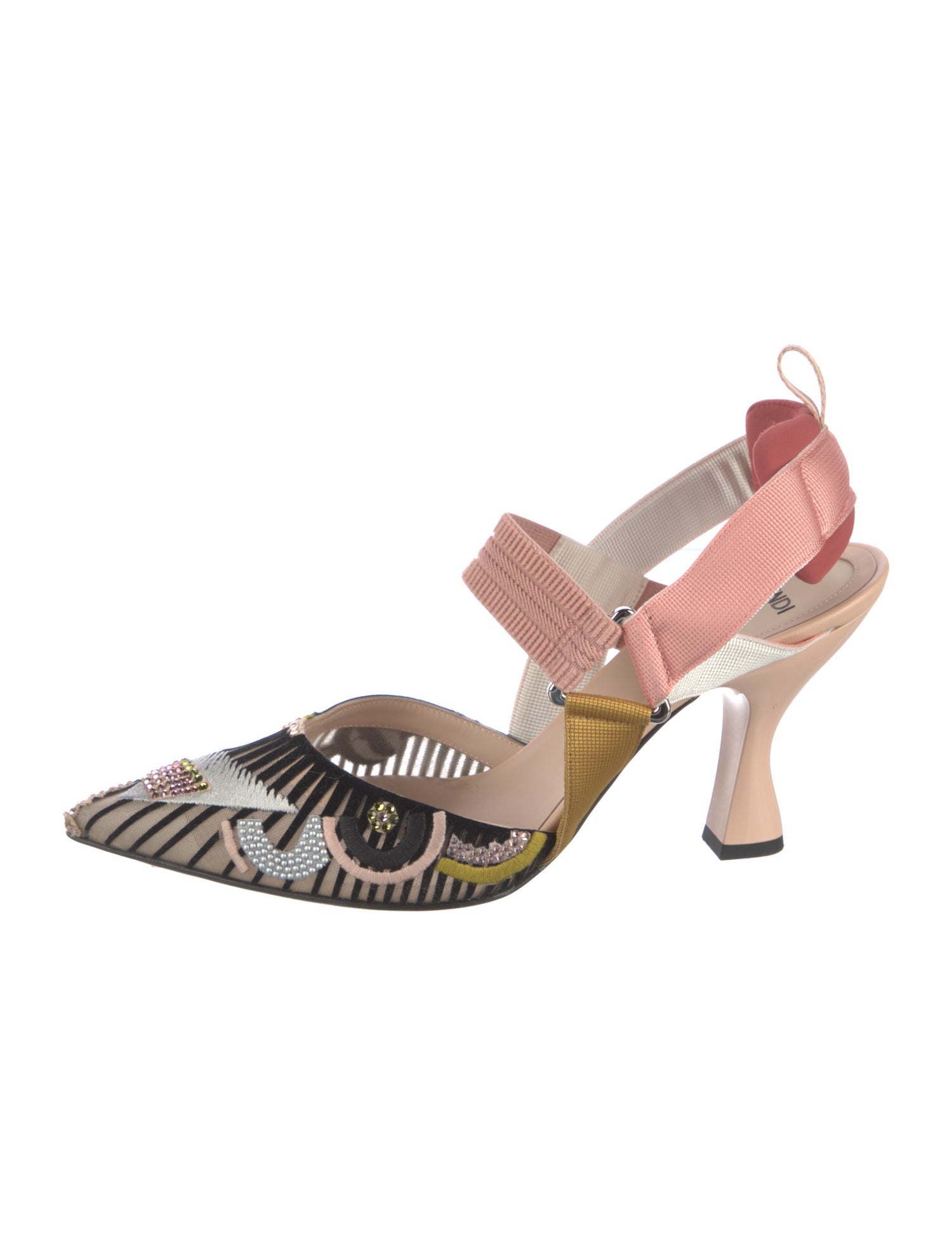 Fendi Mesh Printed Slingback Pumps