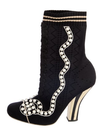 Fendi Canvas Patterned Sock Boots