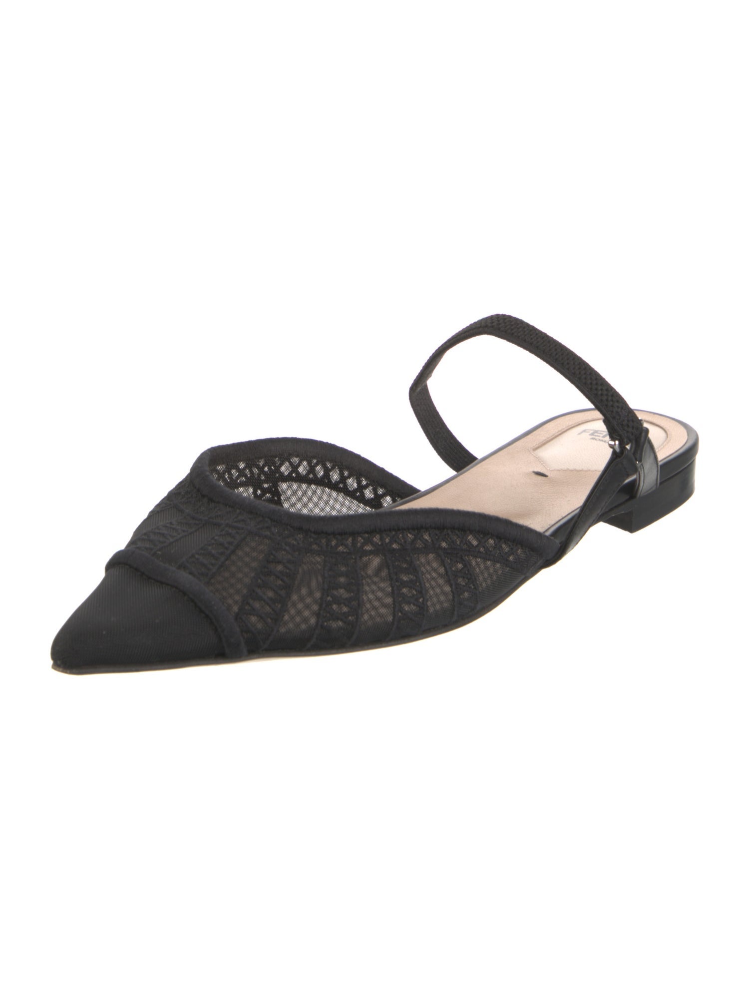 Fendi Canvas Embroidered Accent Mules