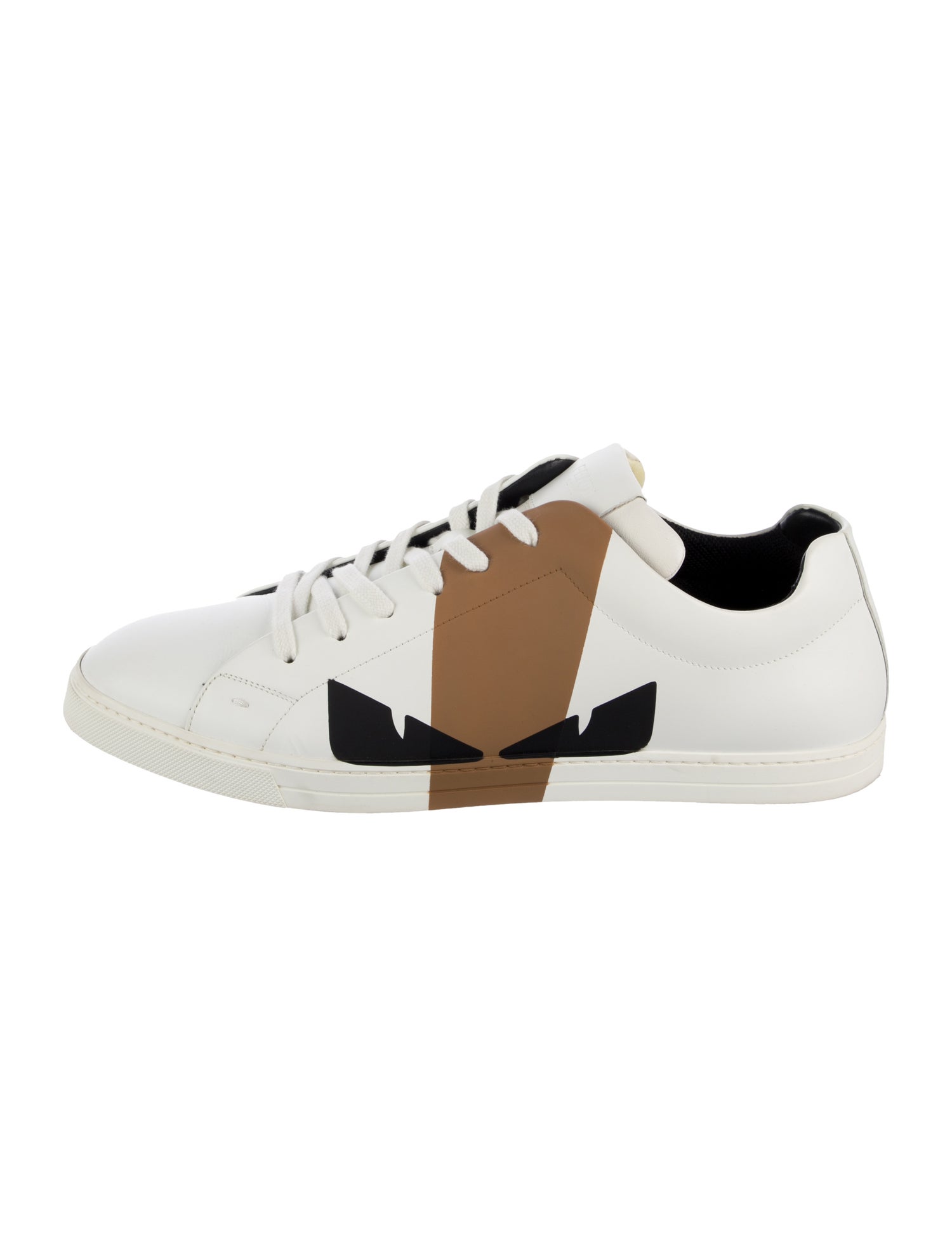 Fendi Monsters Motif Leather Athletic Sneakers