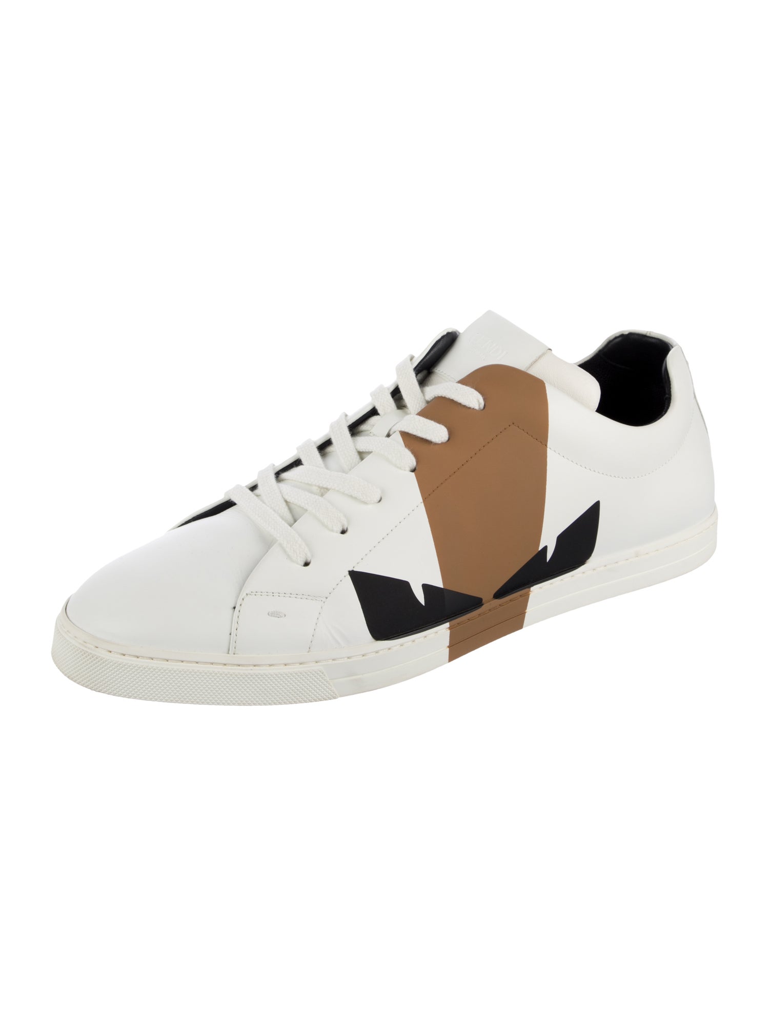 Fendi Monsters Motif Leather Athletic Sneakers
