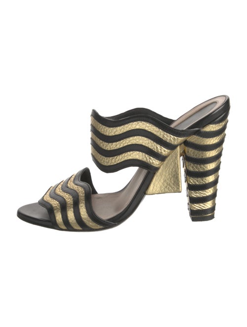Fendi Leather Colorblock Pattern Slides