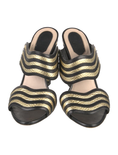 Fendi Leather Colorblock Pattern Slides