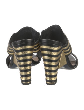 Fendi Leather Colorblock Pattern Slides