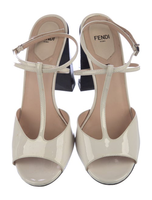 Fendi Monsters Motif Patent Leather T-Strap Sandals