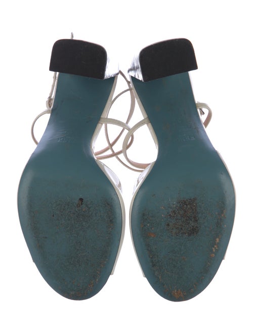 Fendi Monsters Motif Patent Leather T-Strap Sandals