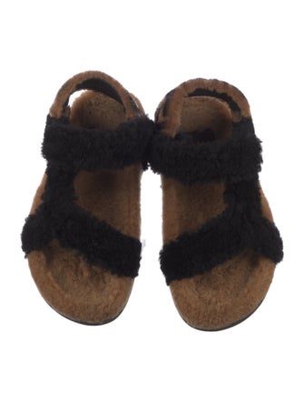 Fendi Zucca FF Logo Shearling Slingback Sandals