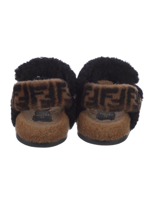 Fendi Zucca FF Logo Shearling Slingback Sandals