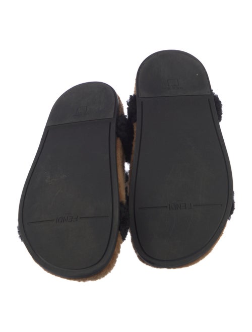 Fendi Zucca FF Logo Shearling Slingback Sandals