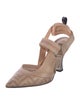 Fendi Zucca FF Logo Leather Slingback Pumps