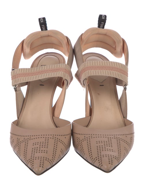 Fendi Zucca FF Logo Leather Slingback Pumps