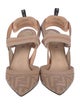 Fendi Zucca FF Logo Leather Slingback Pumps
