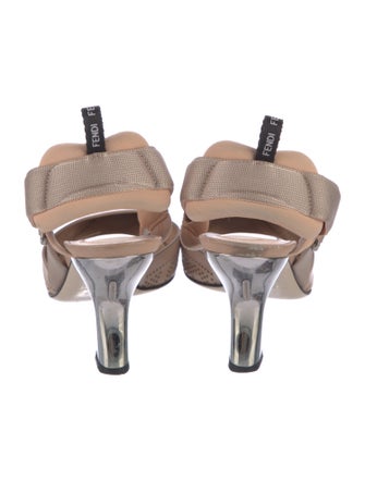 Fendi Zucca FF Logo Leather Slingback Pumps