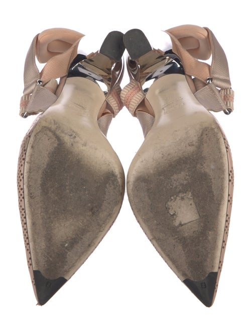 Fendi Zucca FF Logo Leather Slingback Pumps