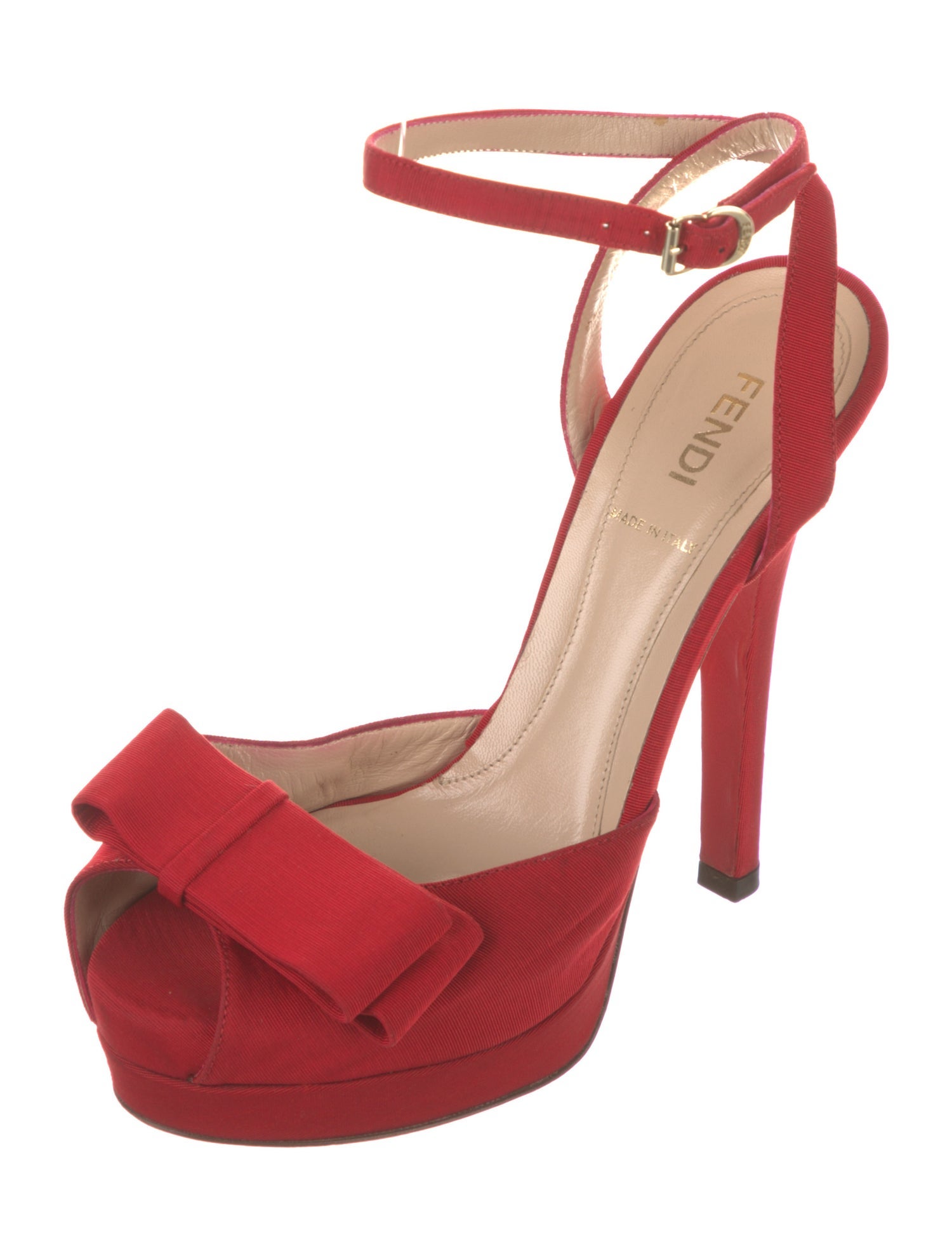 Fendi Canvas Bow Accents D'Orsay Pumps