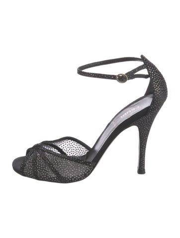 Fendi Pumps Mesh Glitter Accents D'Orsay IT 37.5 | 7.5