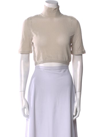 Fendi Tops Turtleneck Short Sleeve Crop Top M