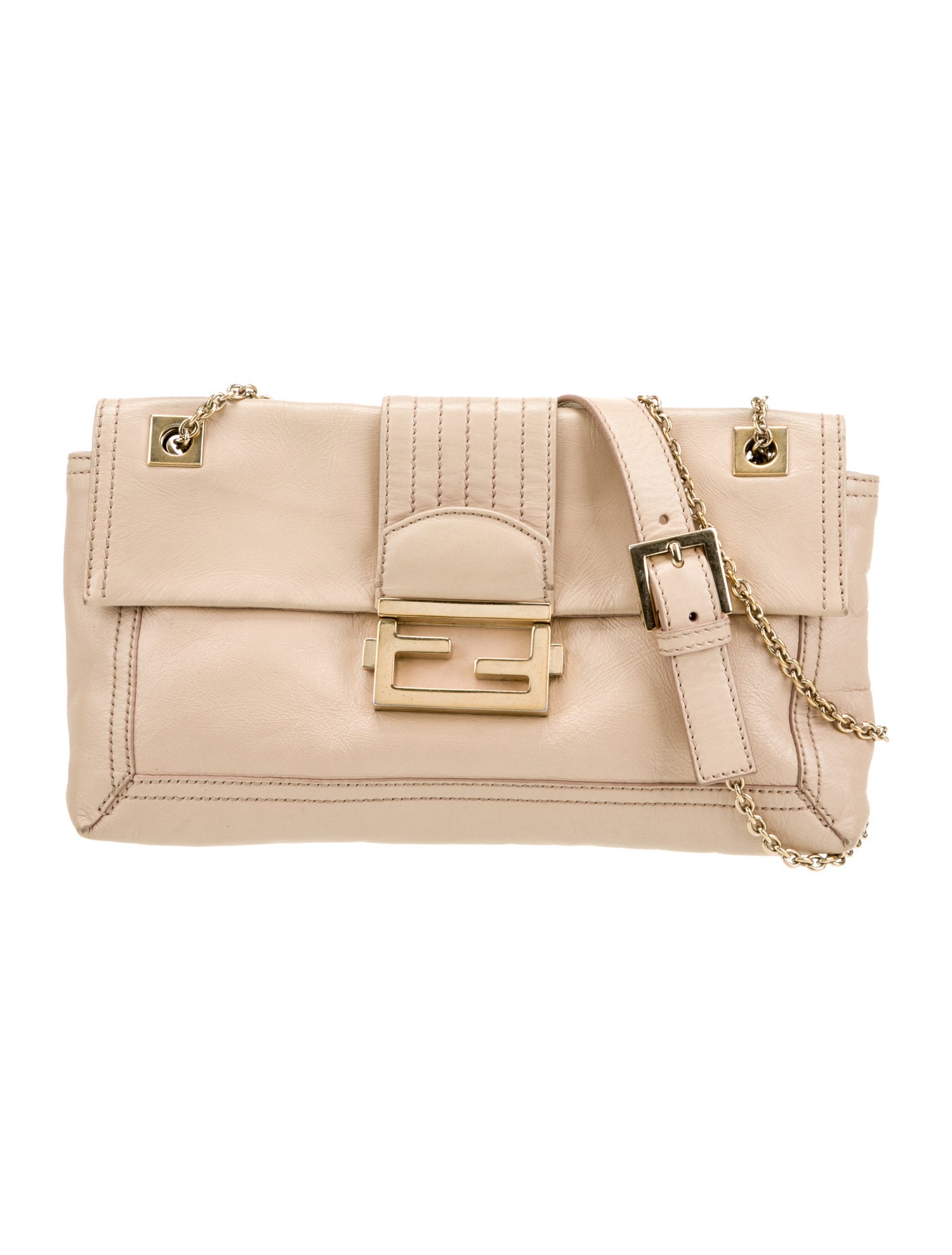 Fendi Leather Baguette Chain Flap