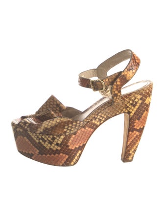 Fendi Snakeskin Animal Print Slingback Sandals