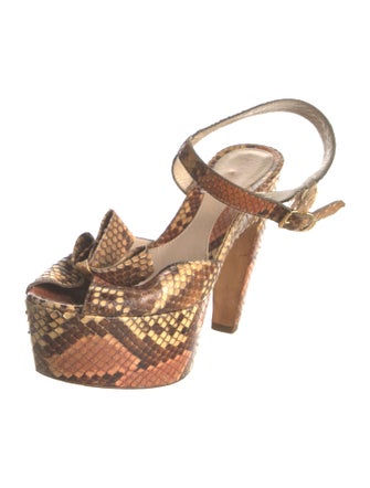 Fendi Snakeskin Animal Print Slingback Sandals