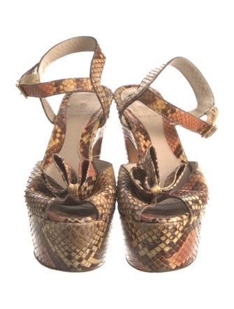 Fendi Snakeskin Animal Print Slingback Sandals