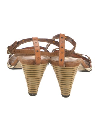 Fendi Leather Colorblock Pattern Sandals