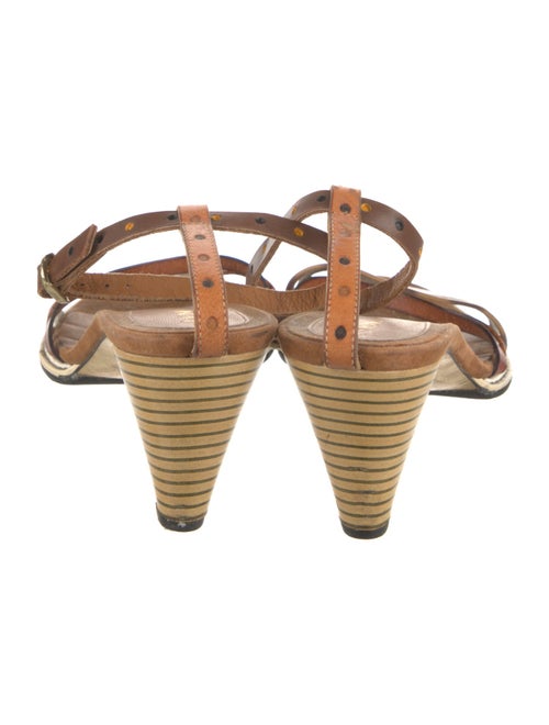 Fendi Leather Colorblock Pattern Sandals