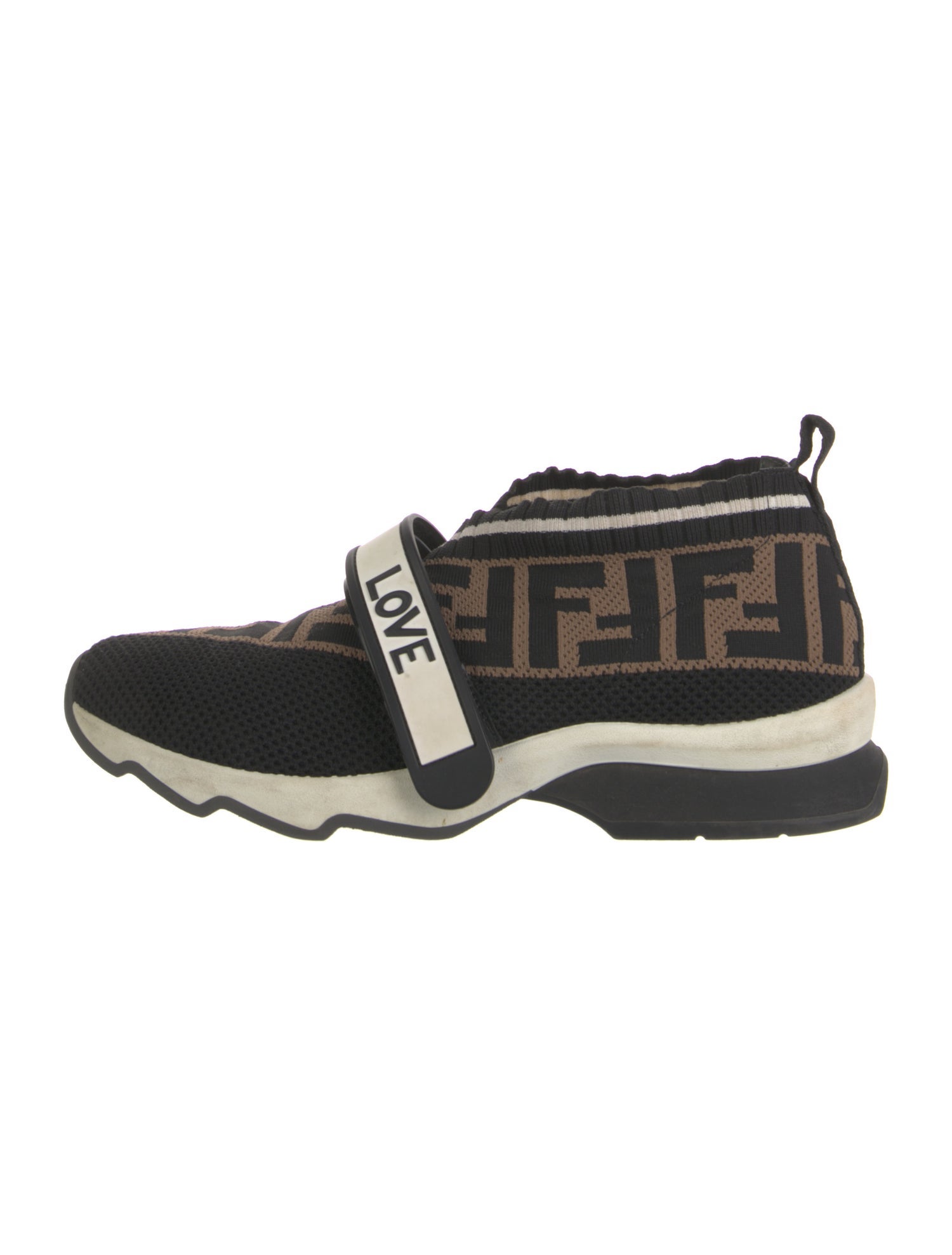 Fendi Zucca FF Logo Canvas Sock Sneakers