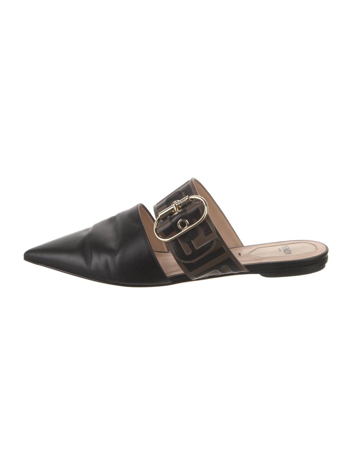 Fendi Zucca FF Logo Leather Mules