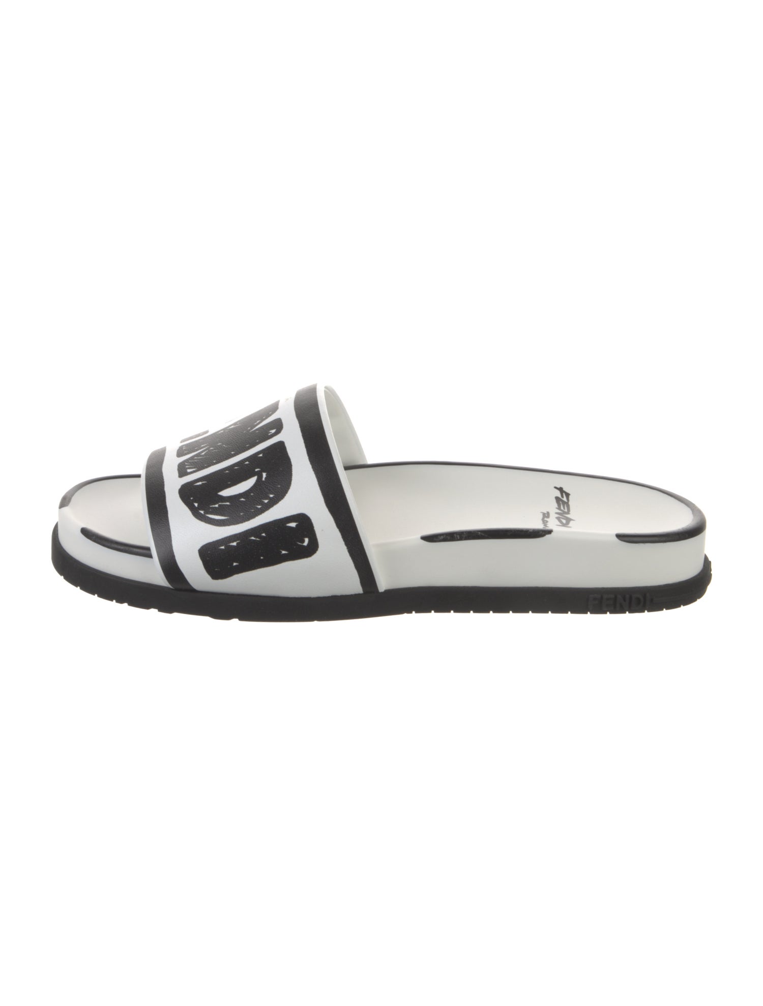 Fendi Leather Printed Slides