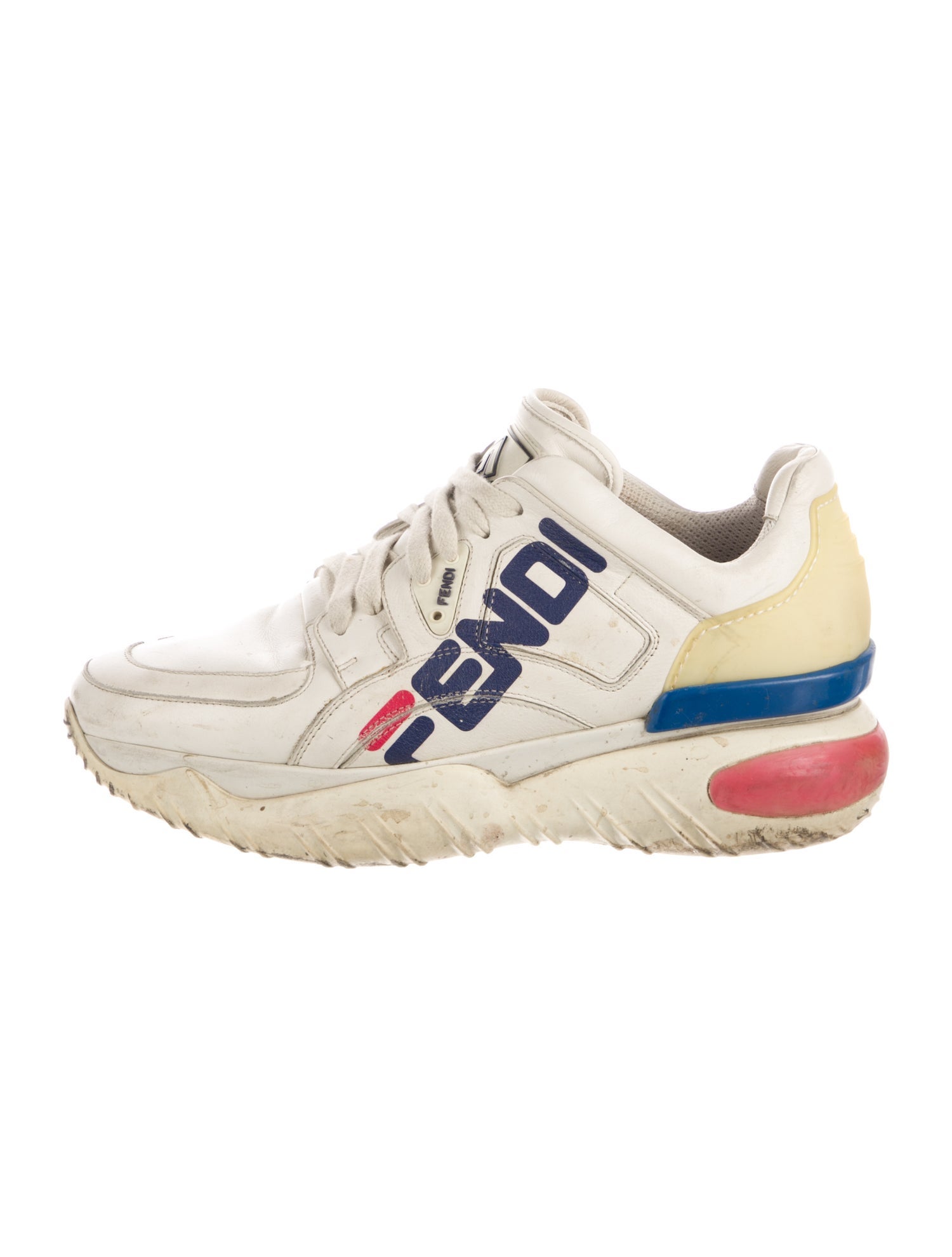 Fendi Leather Printed Chunky Sneakers