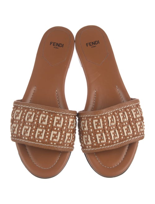 Fendi Leather Graphic Print Slides