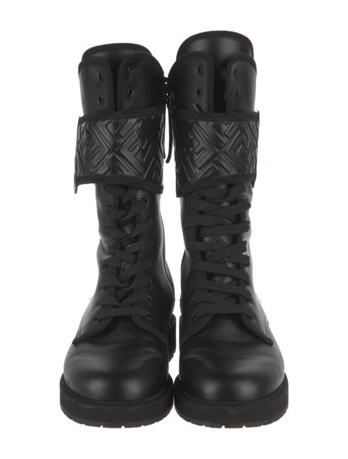 Fendi Zucca FF Logo Leather Combat Boots