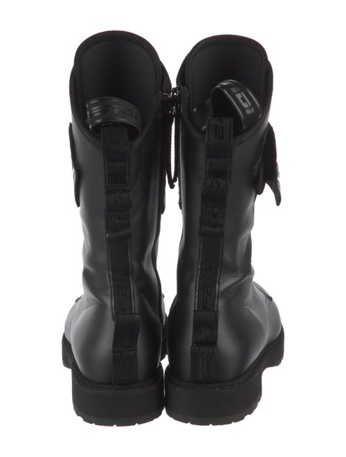 Fendi Zucca FF Logo Leather Combat Boots